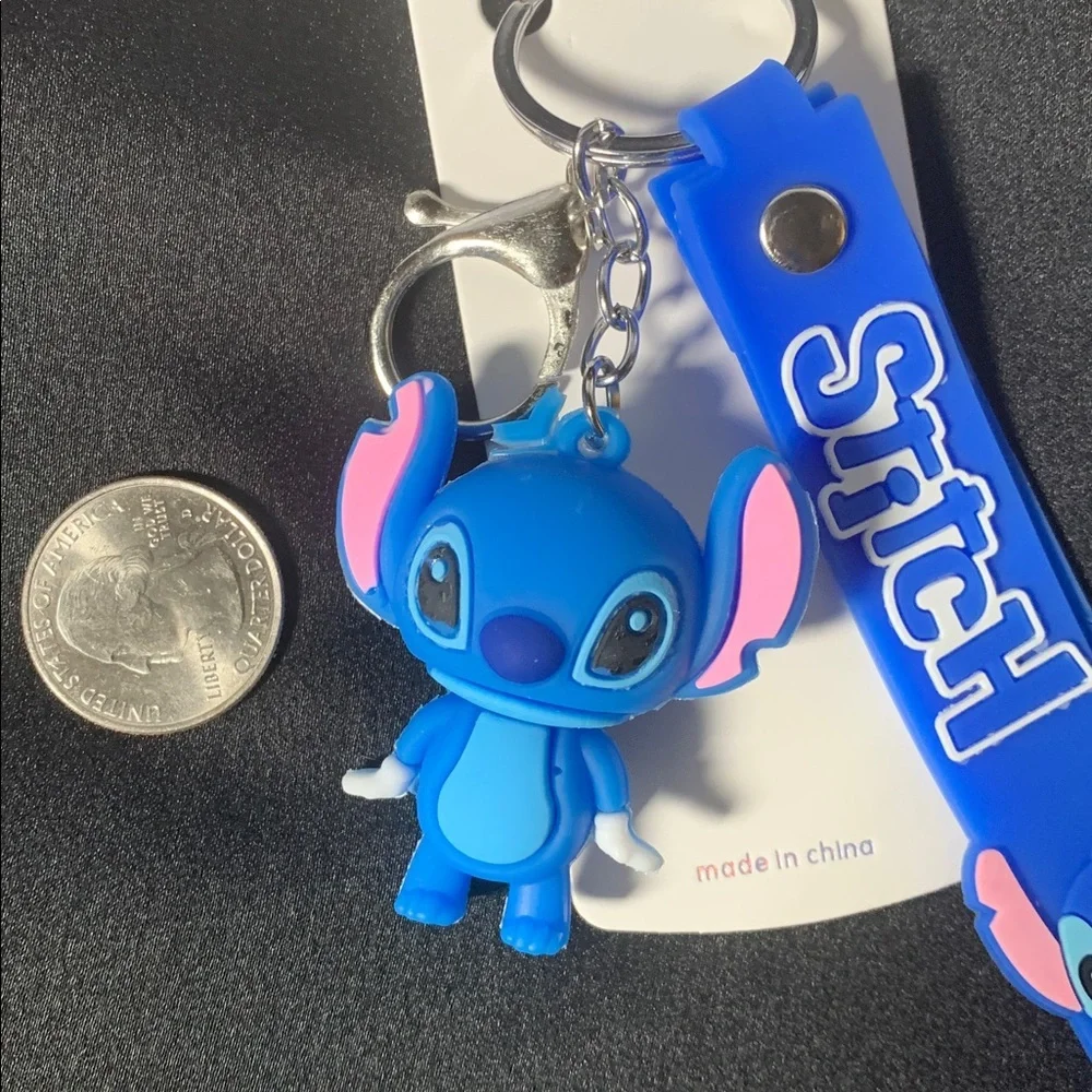 Super cute blue stitch themed keychain